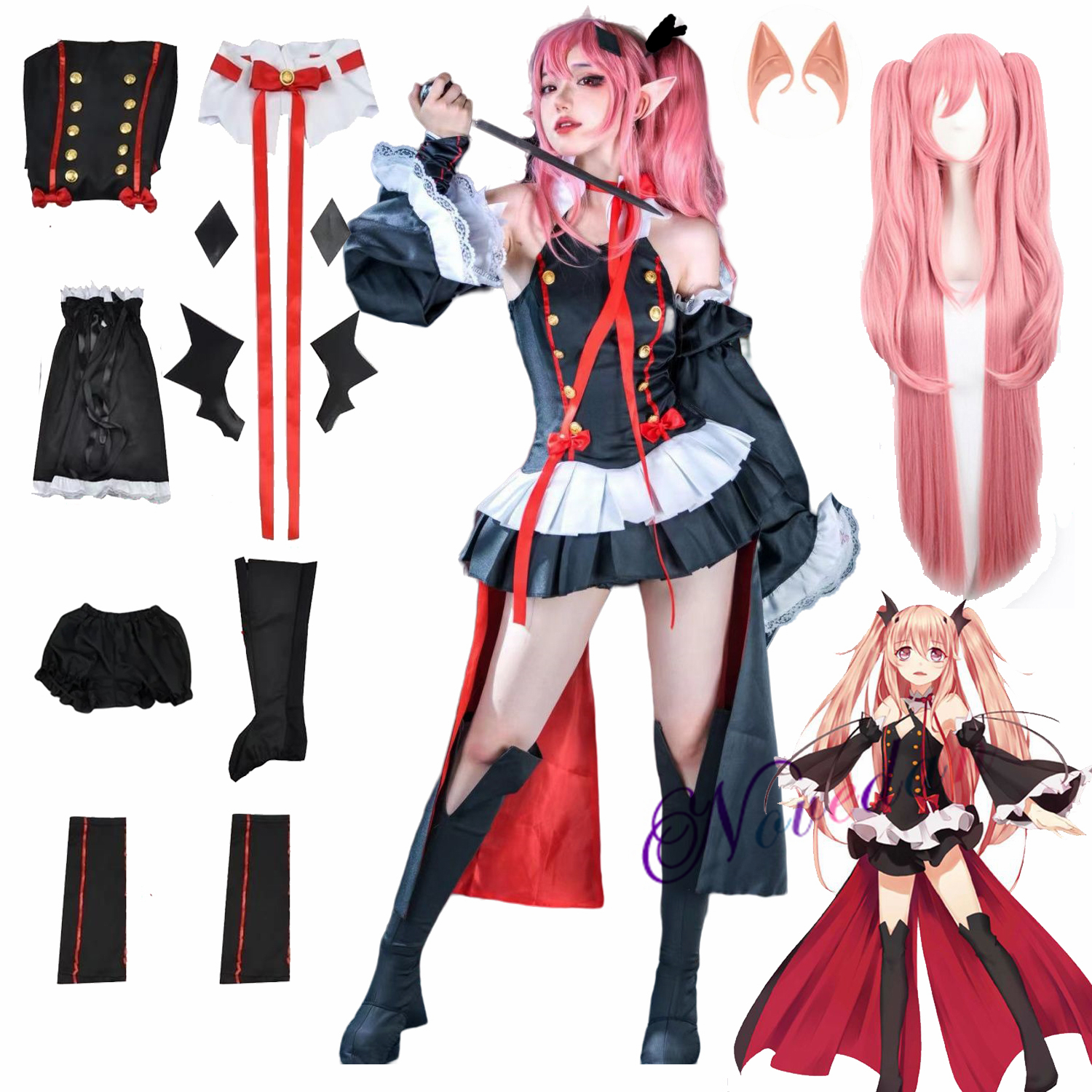 終わりのセラフクルル・ツェペシコスプレ衣装制服かつらアニメ終わりのセラフ吸血鬼魔女コスプレハロウィン衣装女性のための