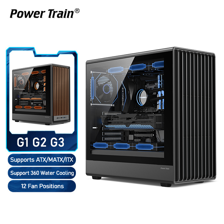 パワートレイン G1 G2 G3 PC ケース ATX ITX M-ATX サイド透明 360 水冷デスクトップコンピュータケース