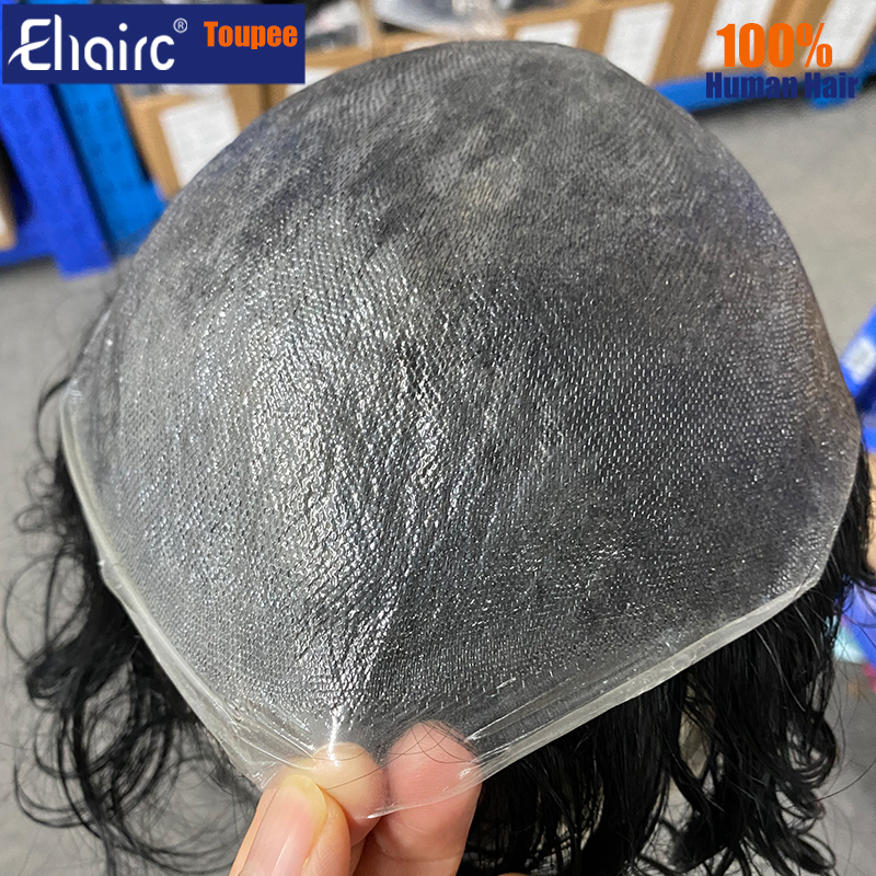 0.02 ミリメートル超薄型男性ヘアプロテーゼスキンウィッグ男性用 6 "男性の毛細血管プロテーゼ 100% 人毛最も薄いスキンかつら男性