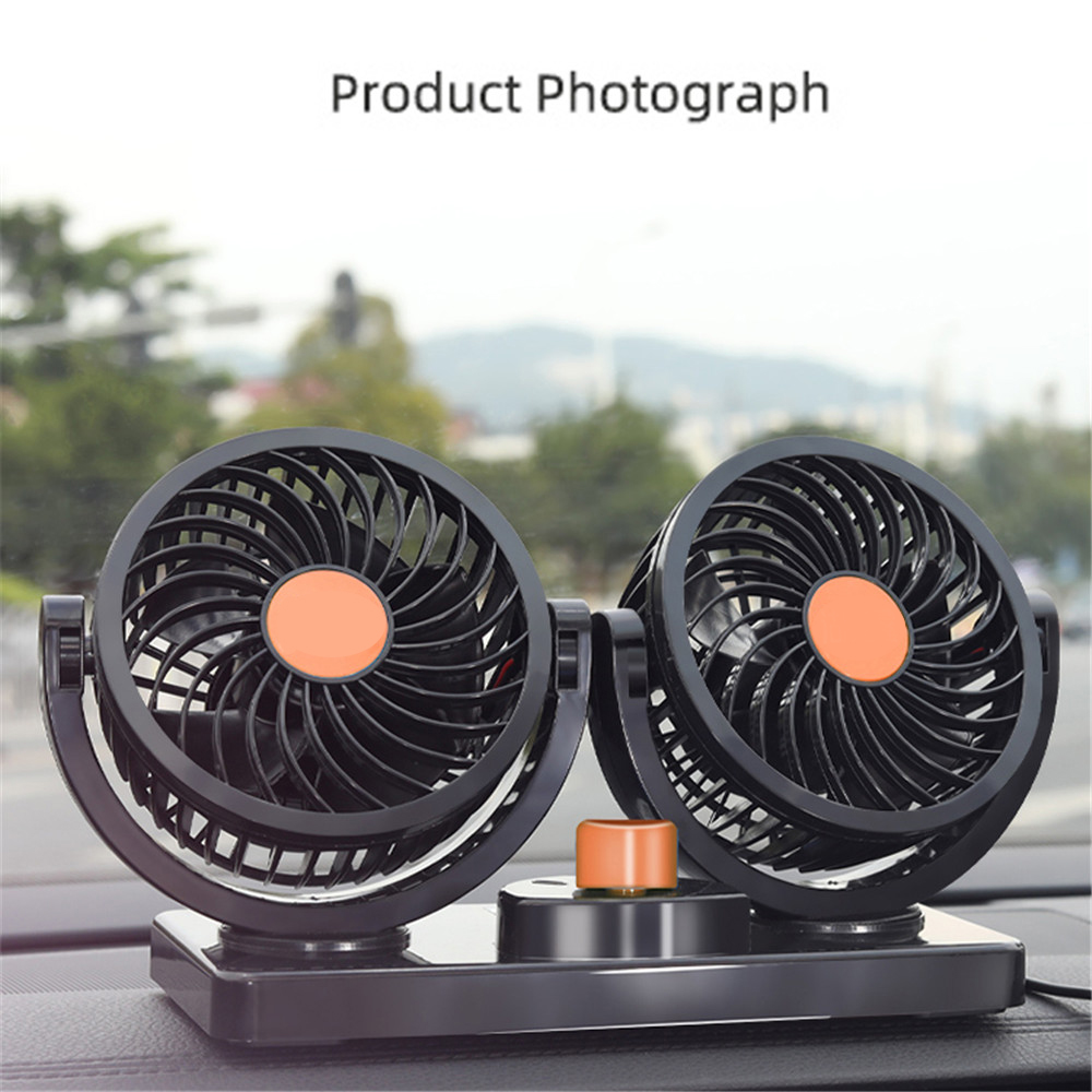 24V 12V 360 度オールラウンド調整可能な車の自動車空冷デュアルヘッドファン低ノイズ車の自動車クーラー空気ファン車のファンアクセサリー