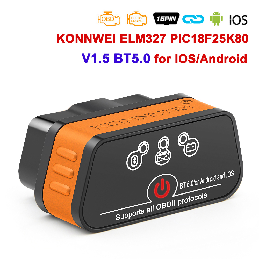 KONNWEI KW901 ELM327 V1.5 OBDII Bluetooth 5.0 Android/IOS OBD2 スキャナ ELM 327 V1 5 自動 OBD 2 車診断ツール