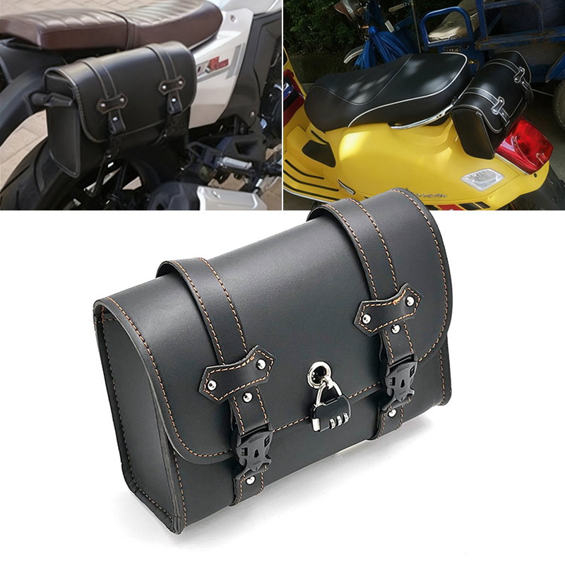 ユニバーサルオートバイサイドバッグ防水ツールポーチサドルバッグ Pu レザー旅行荷物バッグヤマハ MT07 MT09 モーターバッグ