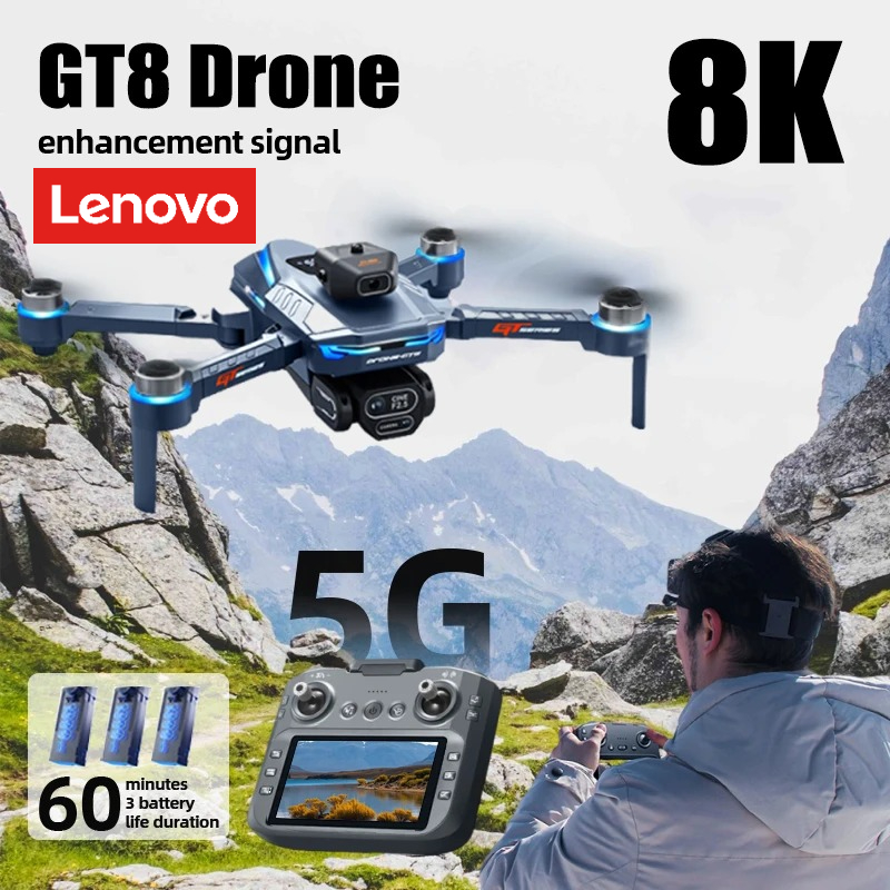 レノボ GT8 ドローン 8K プロフェッショナル 4K HD カメラ 5G ブラシレスモーター航空写真オプティカルフロースクリーン RC クアッドコプターおもちゃ