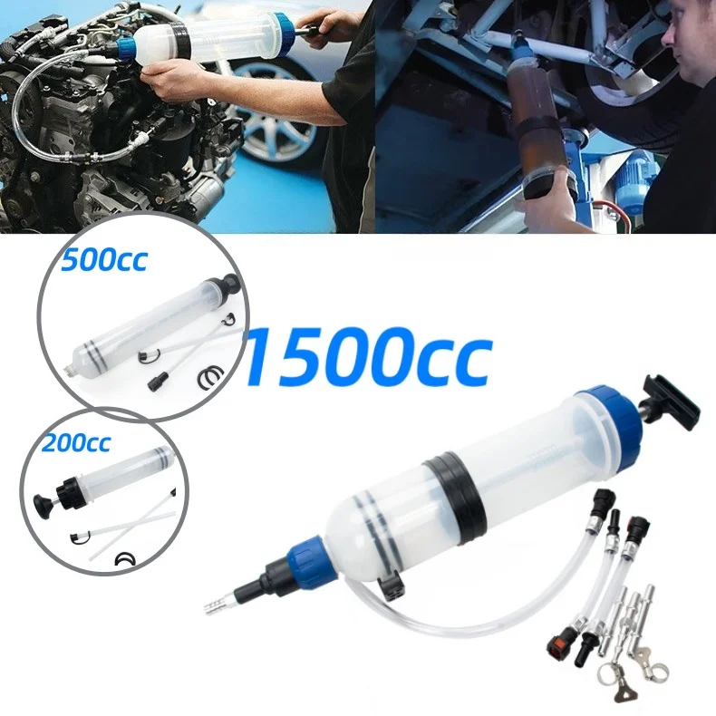 油液抽出器 0.2-1.5L シリンジポンプ 車のオイル交換用 燃料移送 自動車用手動抽出ツール ブレーキ液冷却液