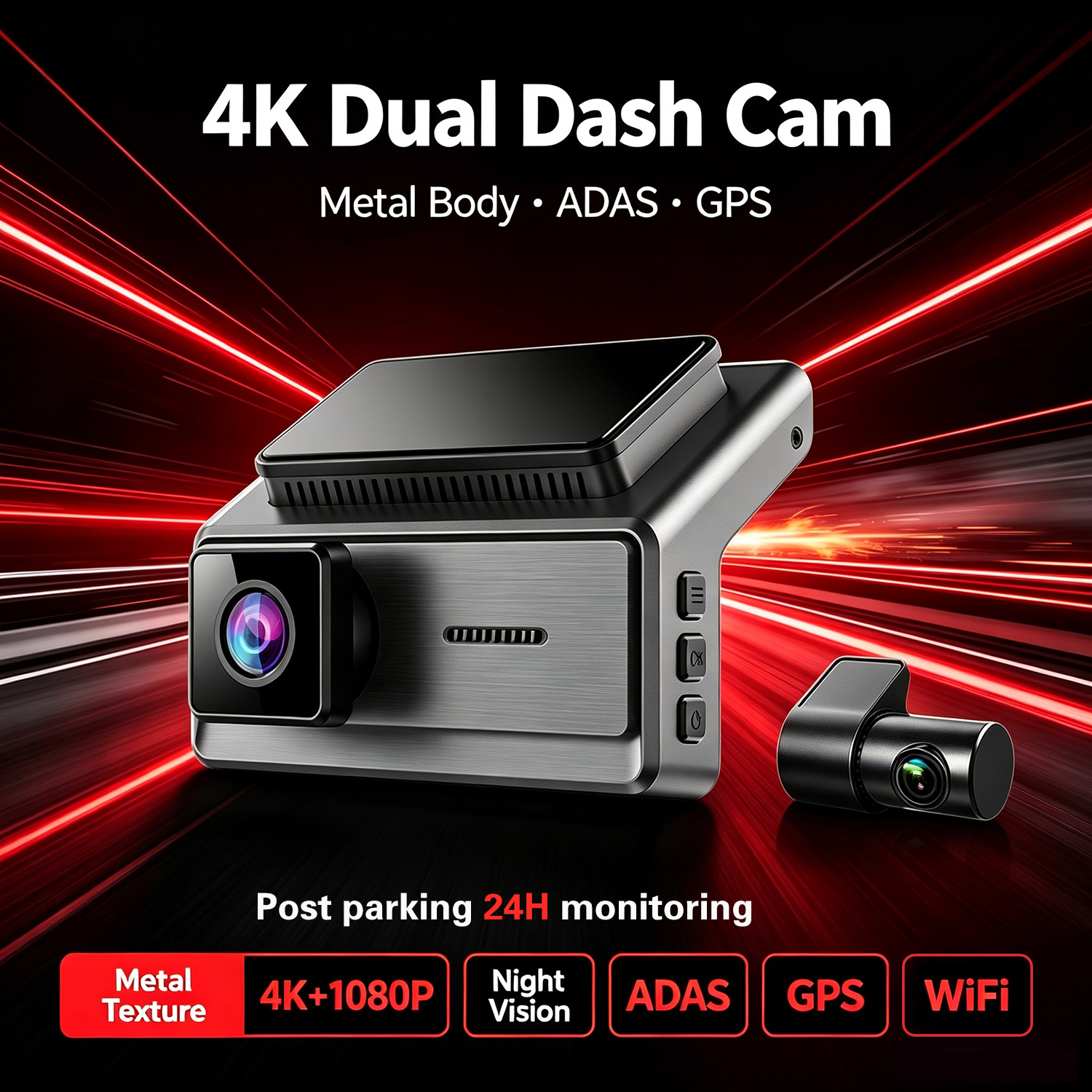 新しい 2026 8Q プロ 4K デュアルレンズダッシュカム ADAS フロント 4K リア 1080P HDR ドライブレコーダースーパーキャパシター WiFi 駐車場