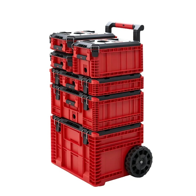 積み重ね可能なツールケースサイレントツール収納ボックス耐摩耗性耐荷重強力なプルロッドボックスポータブルメカニッ​​ク整理ケース