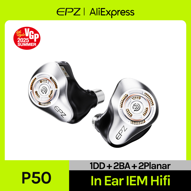 EPZ P50 1DD 2BA 2Planar ハイブリッドドライバー HiFi IEM 3.5/4.4 L 型交換可能プラグ 6N 単結晶銅銀メッキケーブル