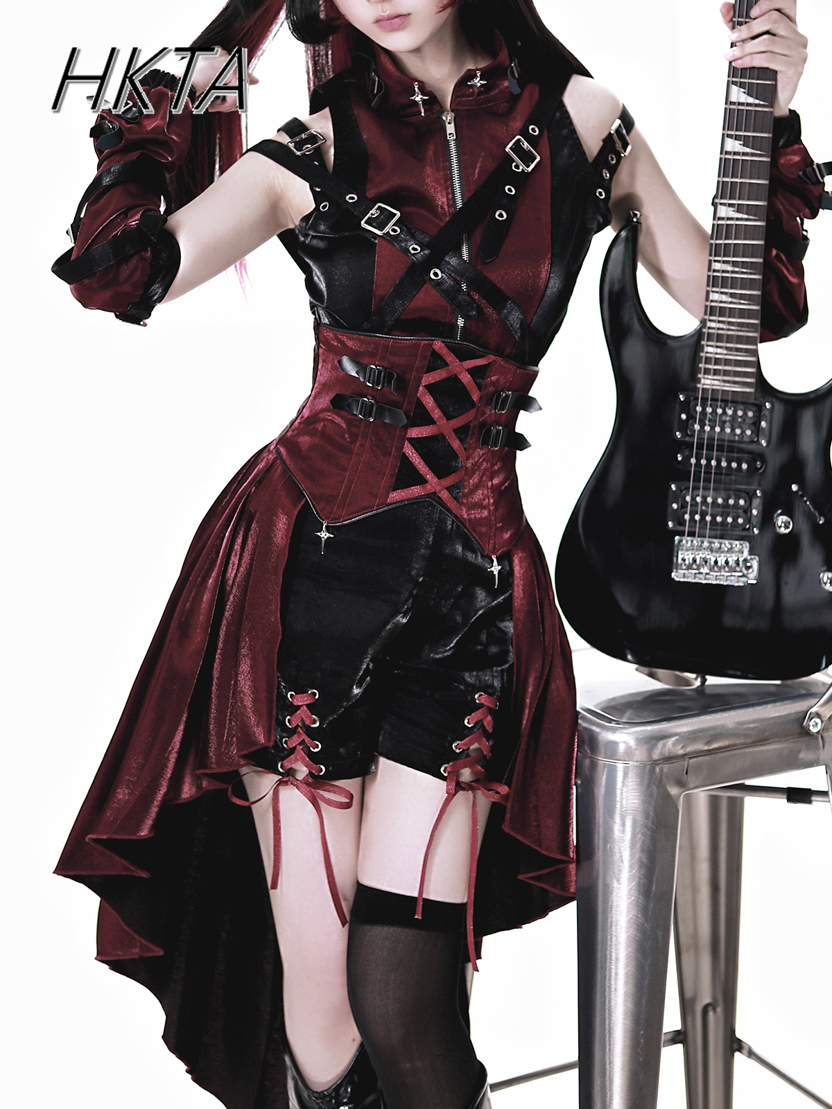 Original Assassin Lolita Skirt Sets Prince Outfit Punk Abigoth Style Y2k Aesthetic Tank Top Long Strap Skirt Shorts 3-piece Set