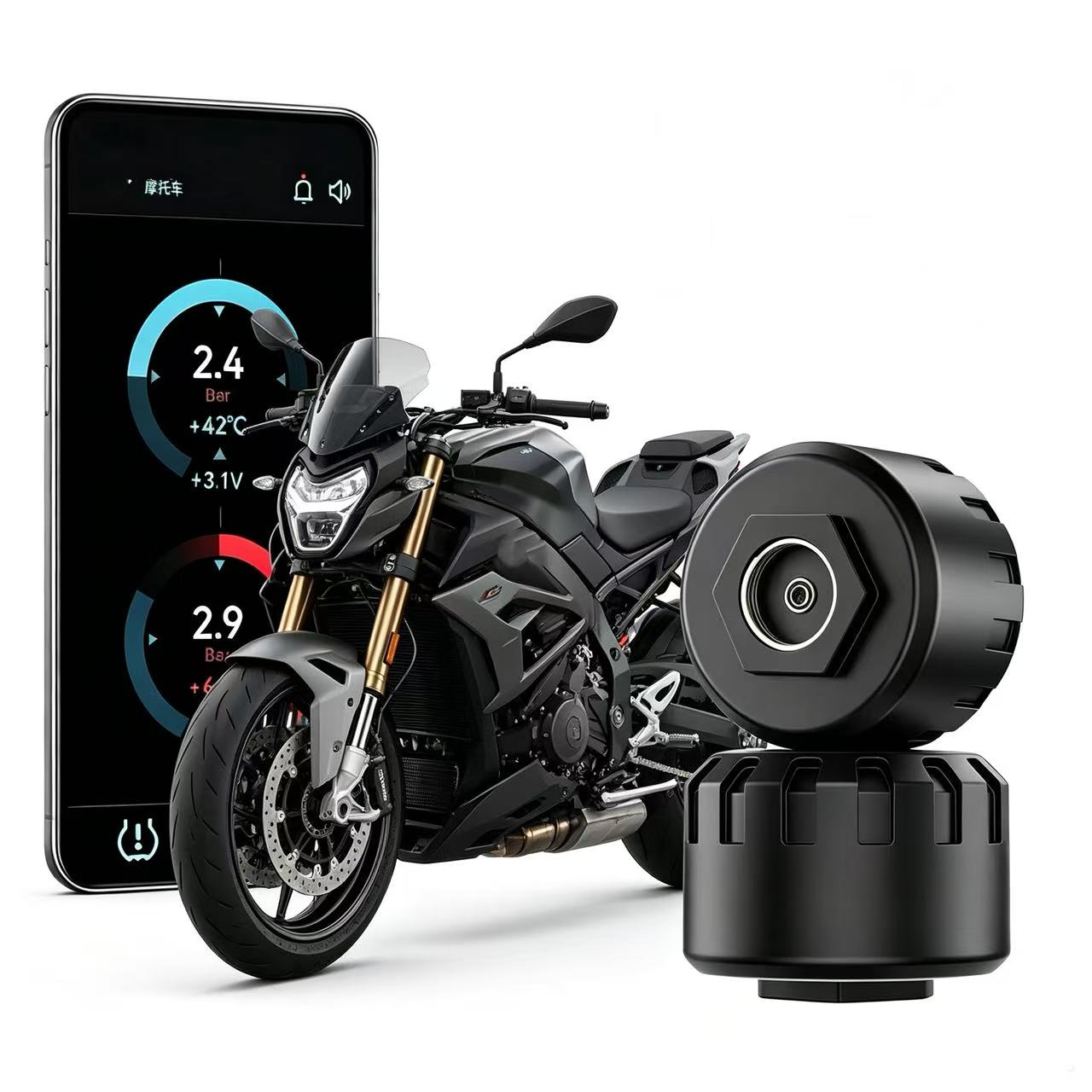 Bluetooth 5.0 オートバイ TPMS 外部タイヤ空気圧センサー IP67 防水アプリリアルタイム監視アラームユニバーサル Motorcy