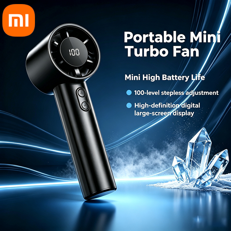 Xiaomi 100 スピードポータブルターボミニファン半導体アイスパックハンドヘルド小型ファンデジタルディスプレイ USB 充電式冷却ファン