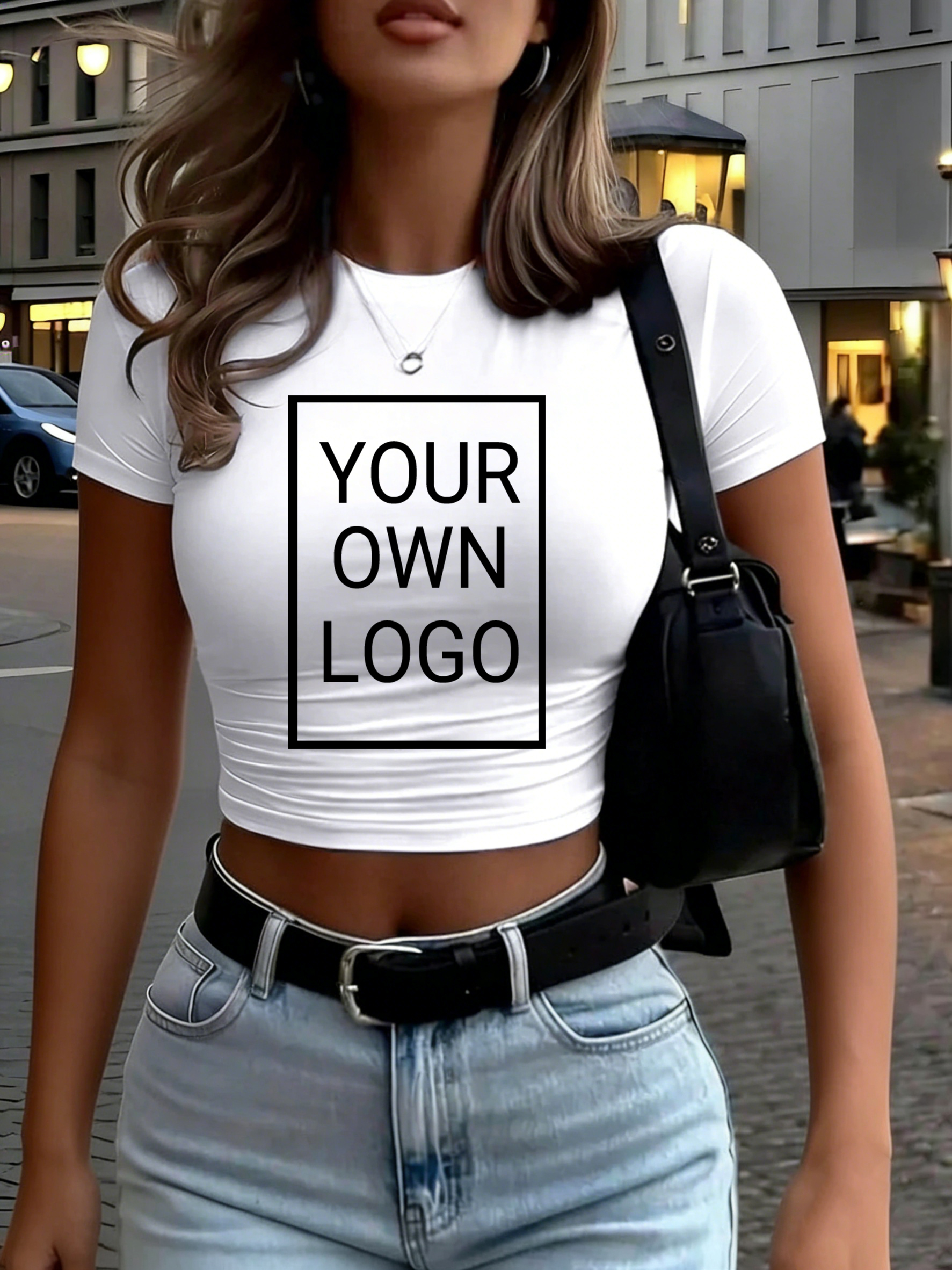 カスタマイズされたロゴ画像女性作物 Tシャツ Y2K スリム夏半袖快適な DIY Tシャツセクシーなストリート Tシャツトップス