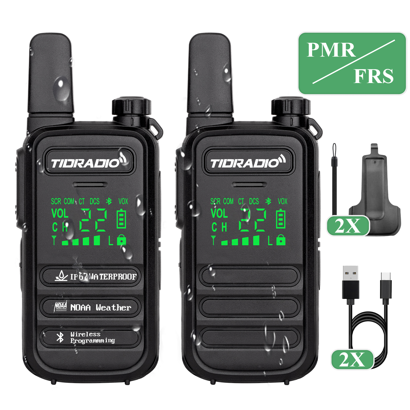 TIDRADIO 2 個 TD-M11 トランシーバー IP55 防水ライセンスフリーミニトランシーバー PMR FRS 長距離通信ラジオ