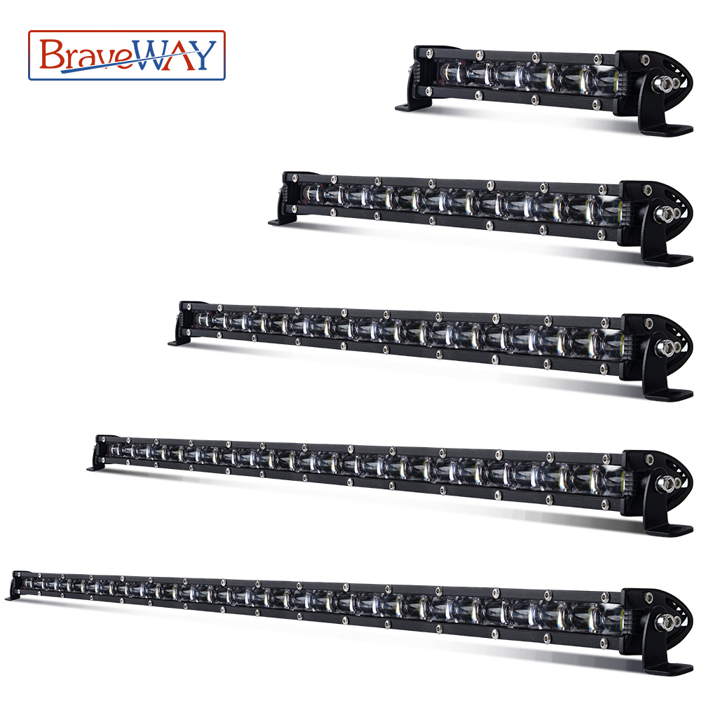 BraveWAY 単列 LED バー スリム LED ワークライトバー オフロードトラクター 車 トラック ATV UTV 4WD 4x4 ドライビングライト オフロード用