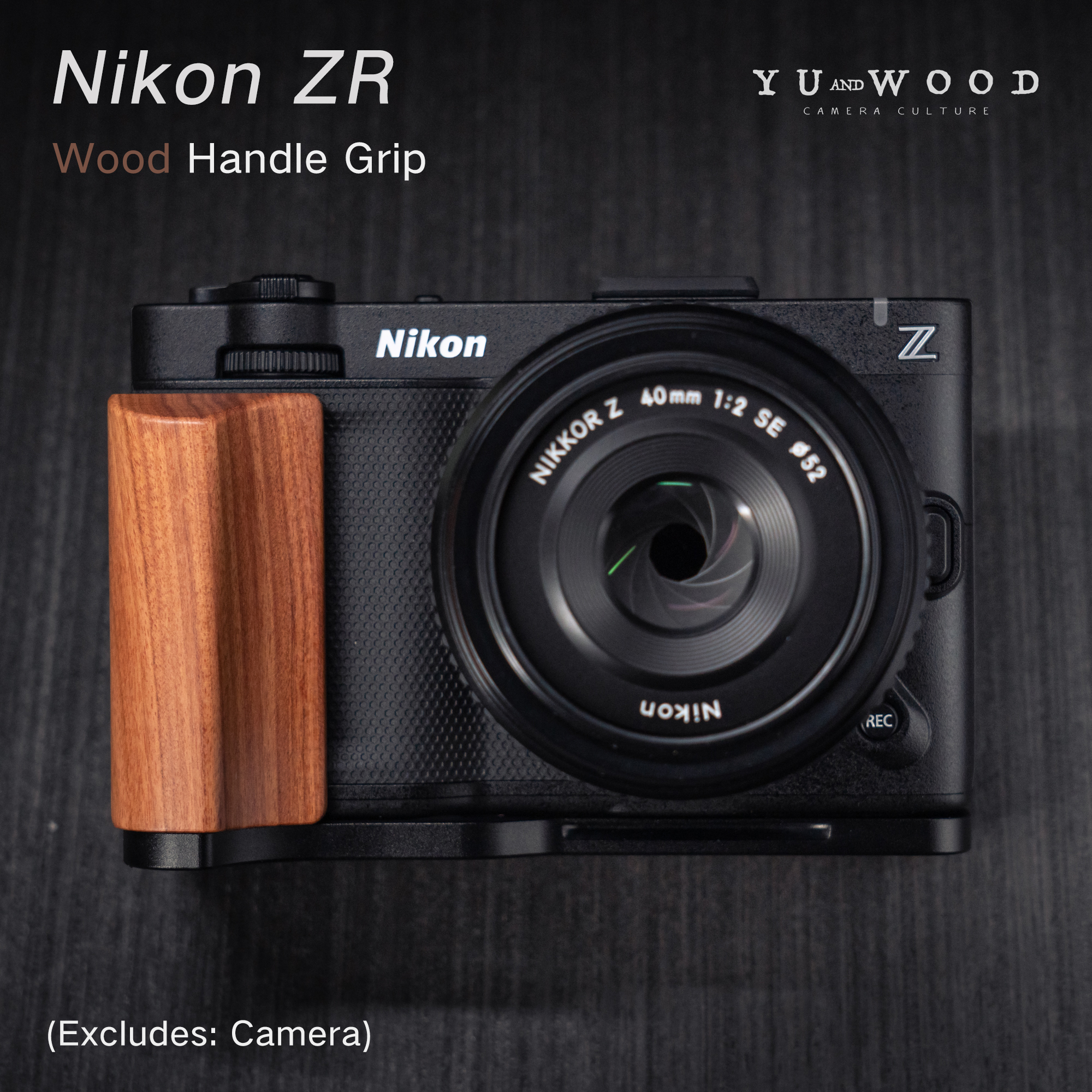 YUWOOD ZR L型マウントプレート 木製ハンドル付き ニコンZR用 アルカスイスクイックリリースプレート付き アルカ型三脚用