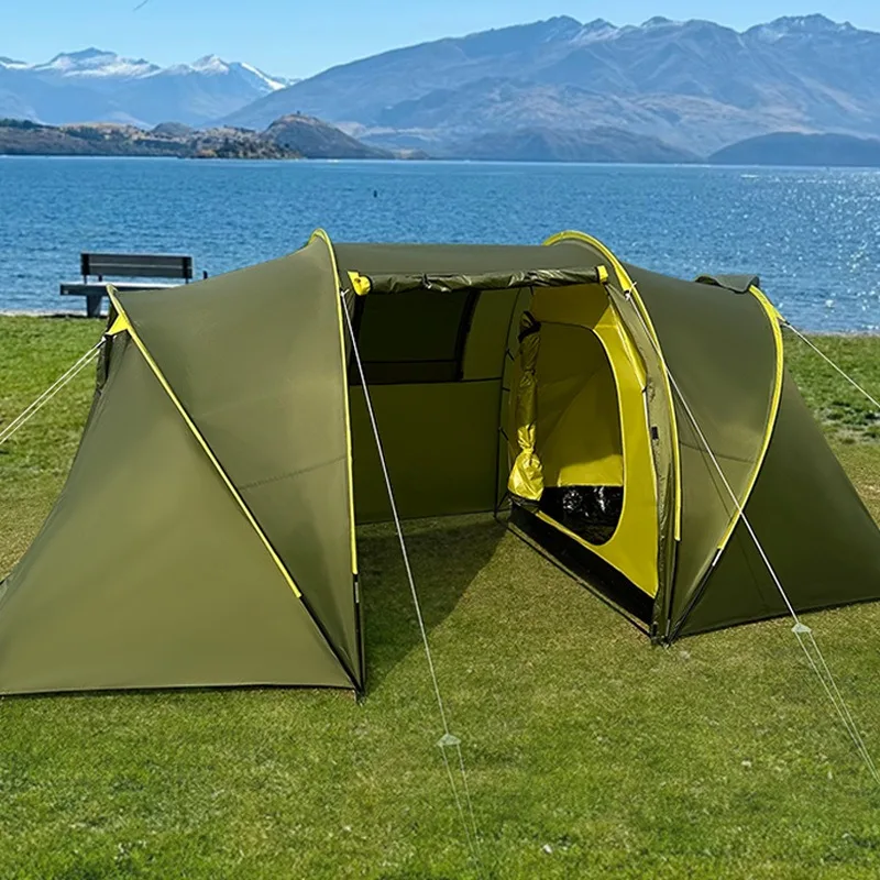 自動二層トンネルキャンプテント 2 ルーム 1 リビングルーム簡単セットアップ大家族テント屋外旅行キャンプ用