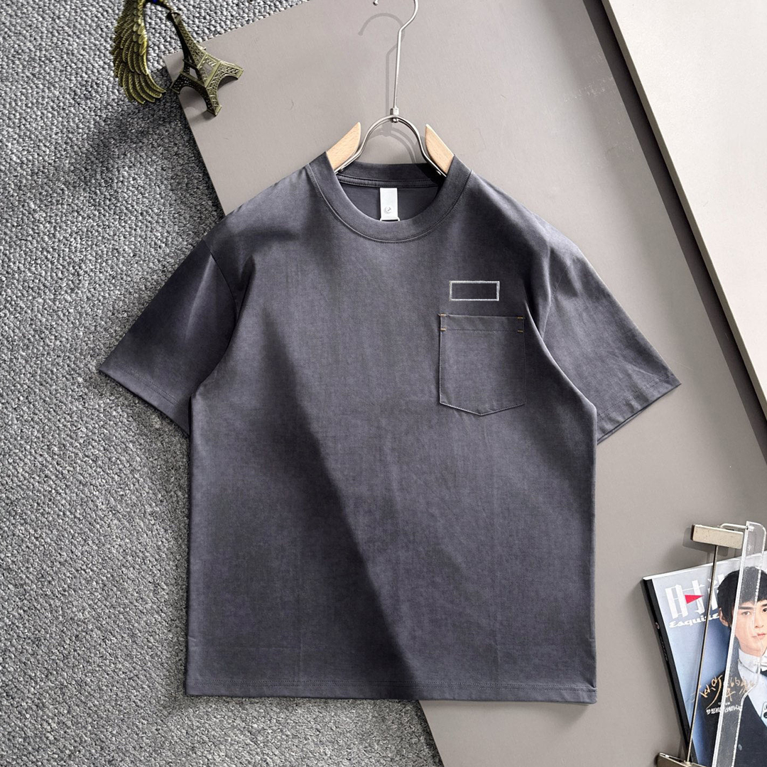 2026 メンズ ハイウェイト ピュアコットン 半袖 Tシャツ ロゴ刺繍入り特殊織り Tシャツ