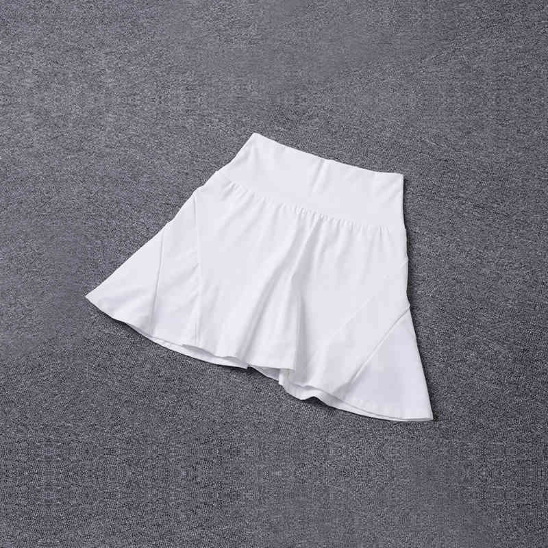 スポーツショートスカート、夏の薄いトレーニングランニングアンチフラッシュハイウエスト痩身フィットネスヨガテニススカートパンツ