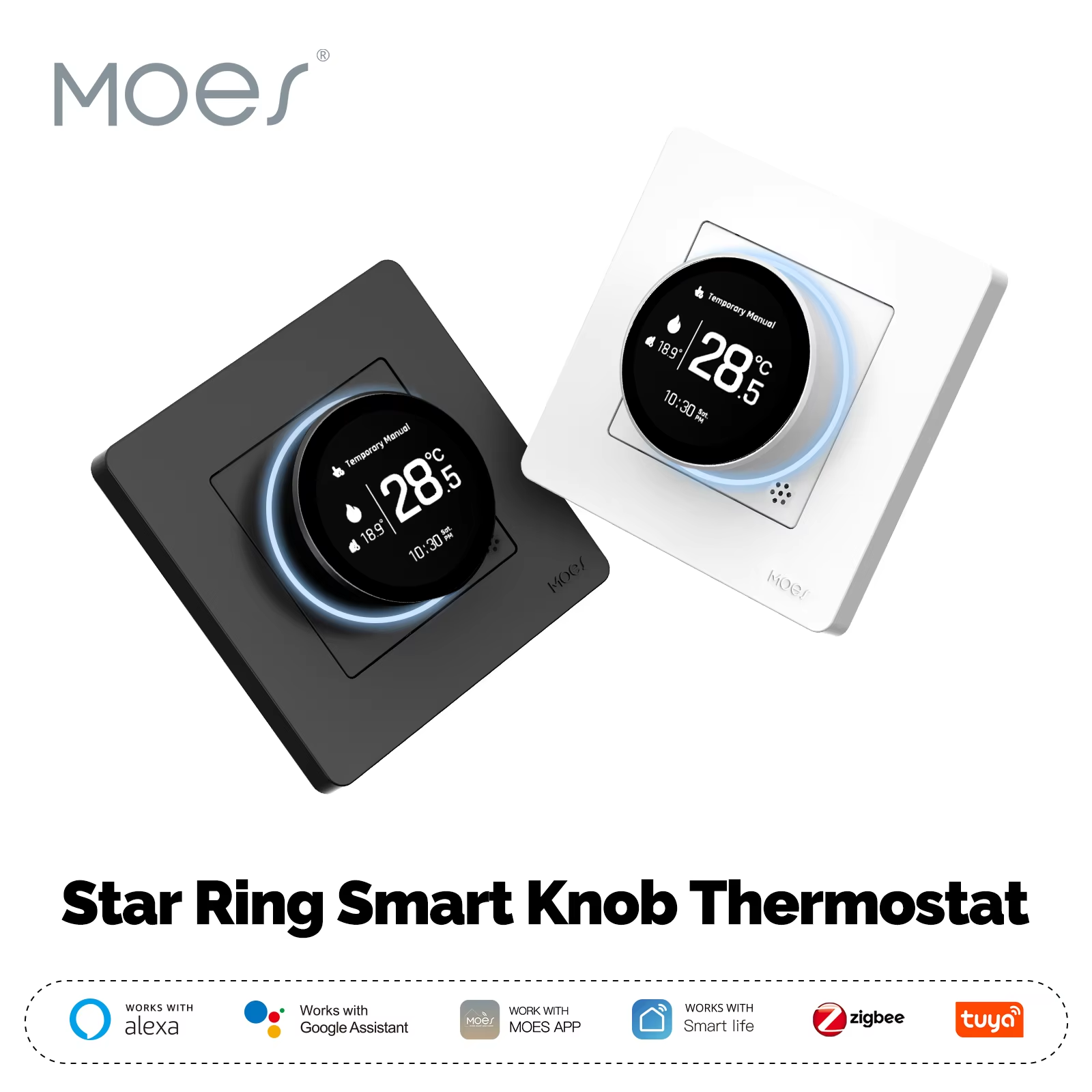 MOES Tuya ZigBee スマートノブサーモスタットスターリングシリーズ温度コントローラー水ボイラー電気加熱 Alexa Google