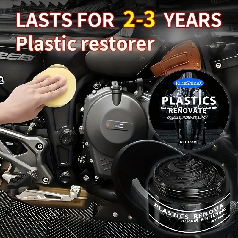 汎用モーターサイクル補修ワックス、プラスチック＆ゴム修復クリーム - ナノ強化ブラック自動車補修ワックス