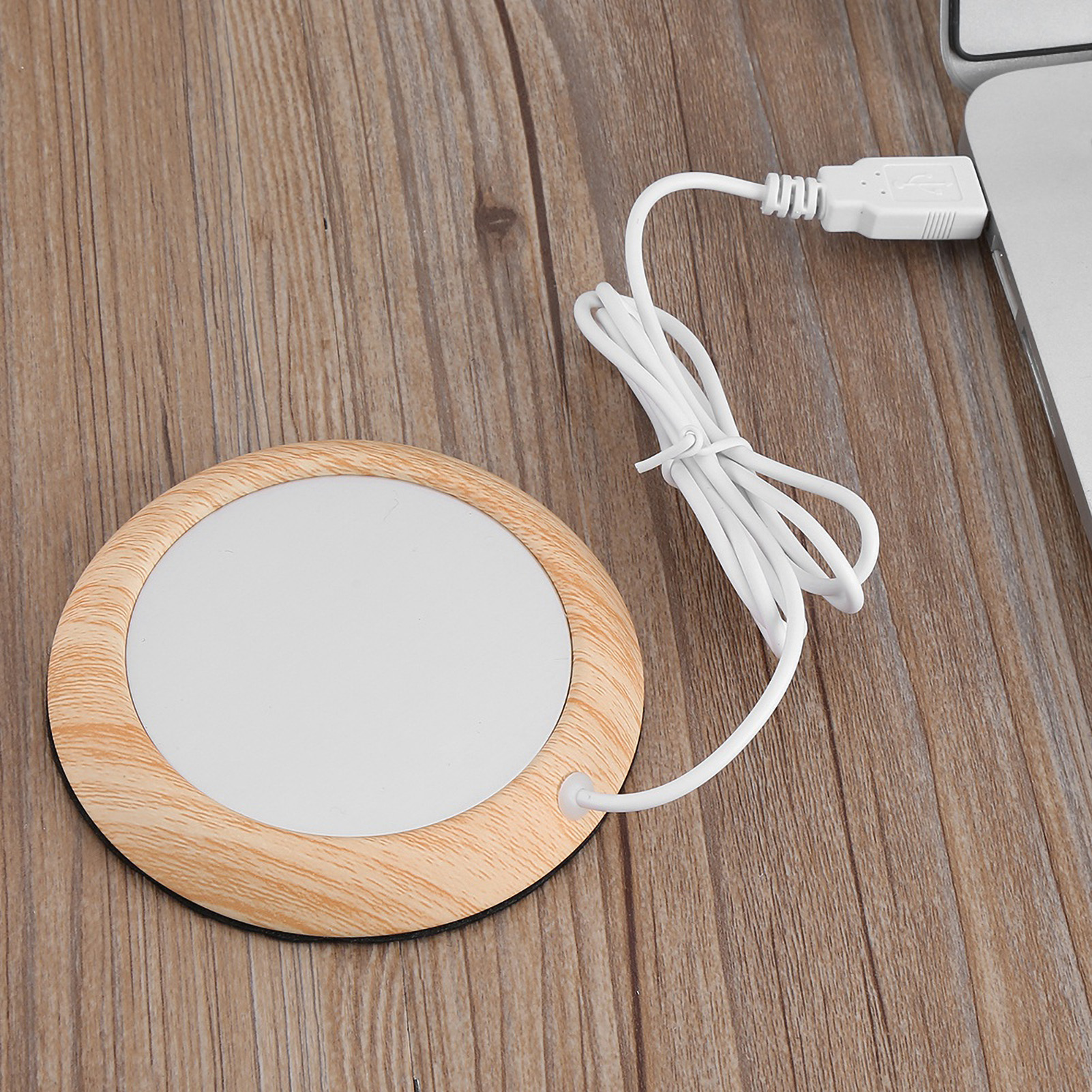 USB 木目カップウォーマー加熱飲料マグマットコーヒーヒーターパッド明るい木目