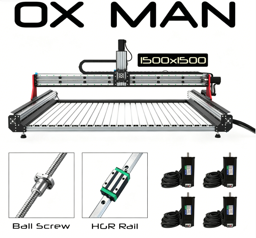 20%OFF BulkMan3D CNC 1500x1500 OX MAN ULTRA CNC 彫刻機メカニカルキット 1610 ボールネジ付き CNC ルーター用静音トランスミッション