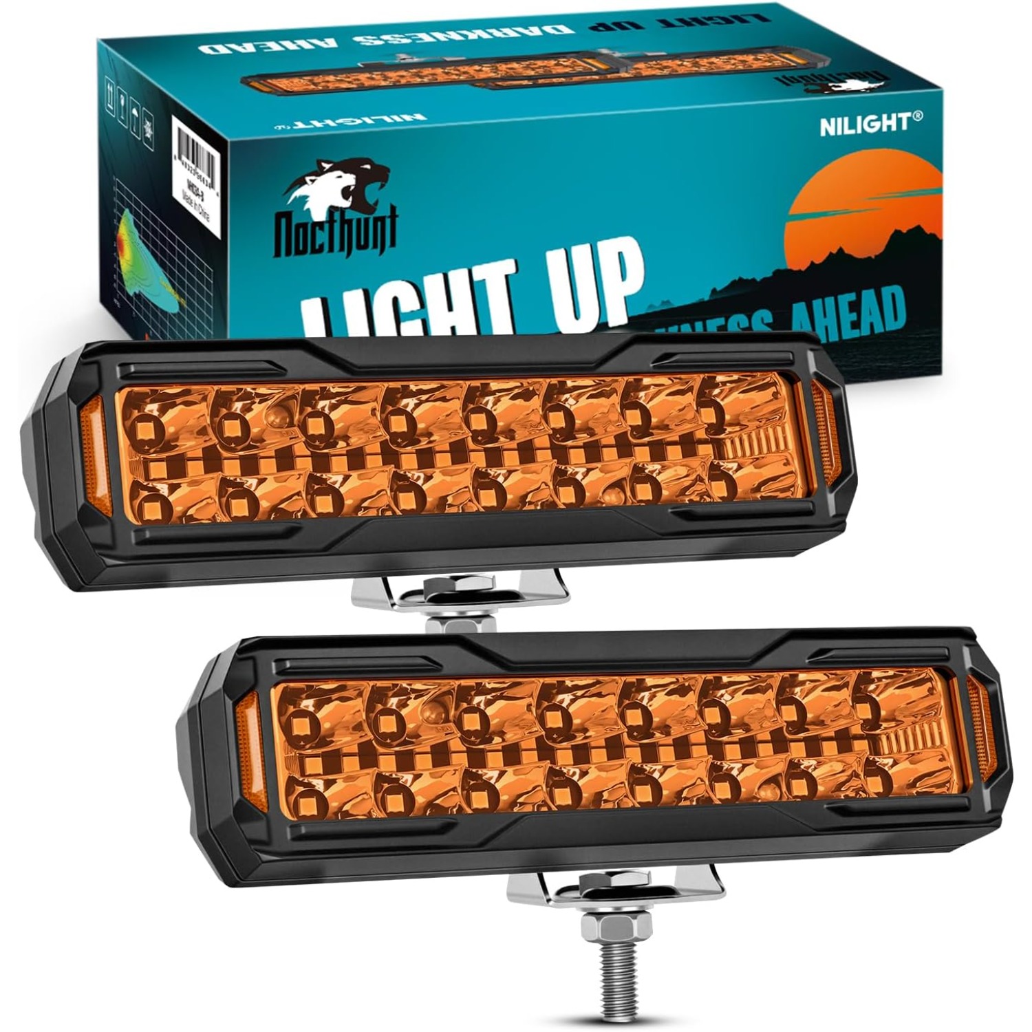 Nilight 6 インチ LED ライトバー 2 個 50W アンバー オフロード ドライビング ワーク フォグランプ スポット フラッド コンボ IP67 防水 トラック ピックアップ SUV ATV UTV ボート オートバイ 4x4 車用