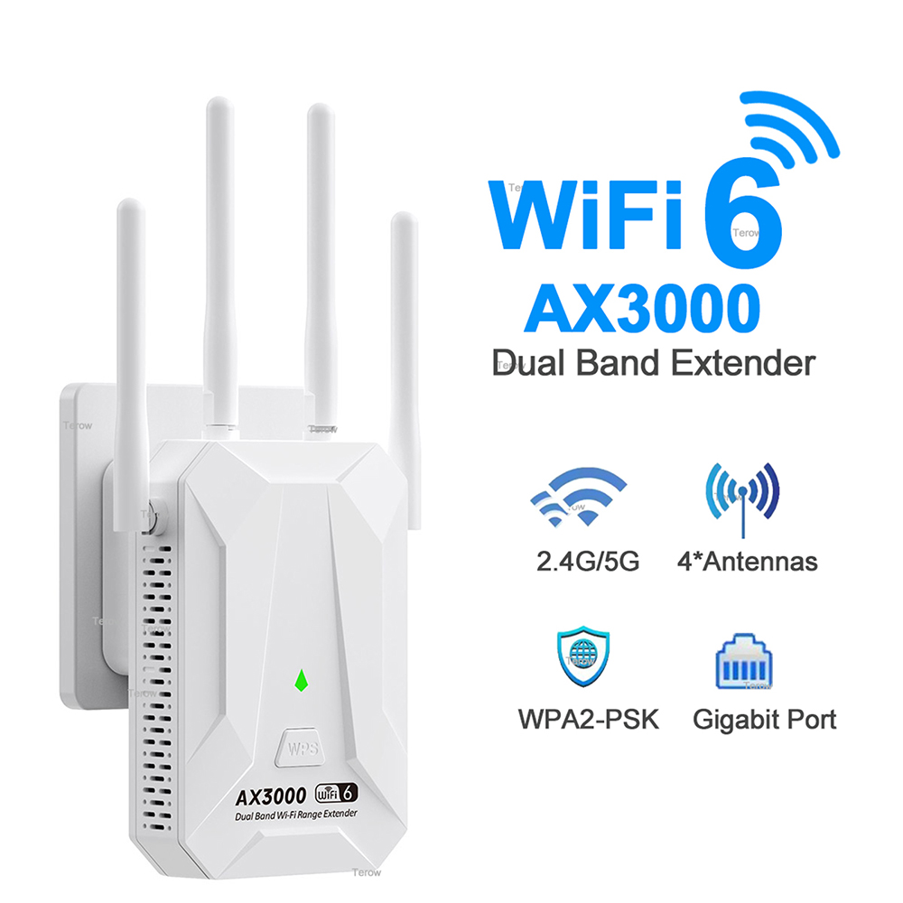 WiFi 6 AX3000 ワイヤレスリピーターデュアルバンド 2.4GHz 5GHz 802.11AX Wi-Fi 6 エクステンダーアンプ WPS ルーター長距離信号ブースター