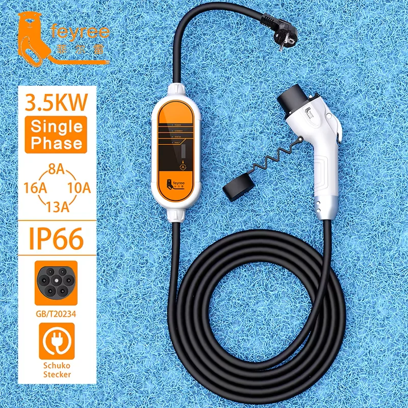 Feyree EV 充電器 GB/T コード 16A 3.5KW 1 相ポータブル充電器ボックス 32A 7KW 電流調整可能 11KW 16A 3 相電気自動車用