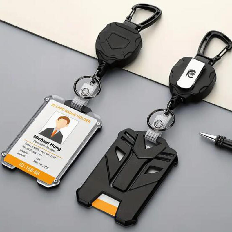 新しいバッジホルダーカラビナキーホルダー戦術 ID ホルダー格納式リール登山バックル複数のツールアクセサリー