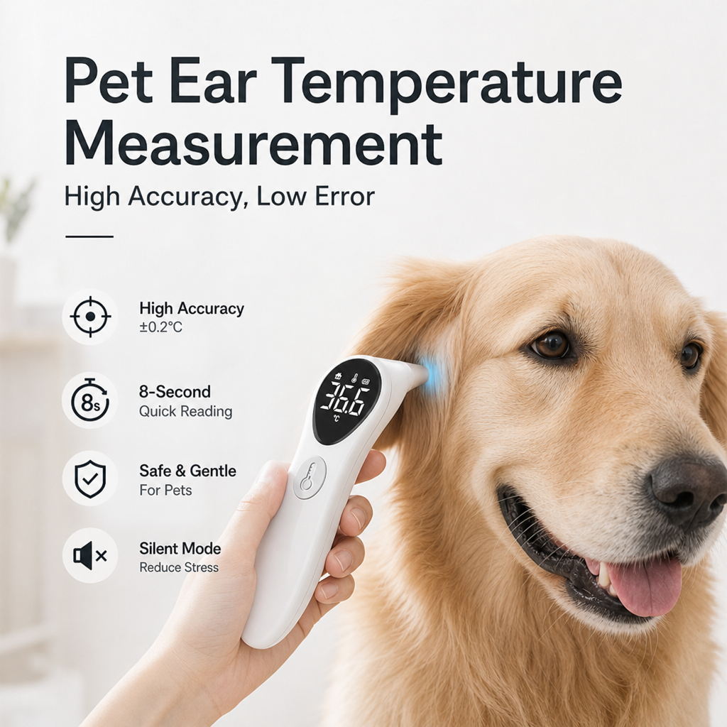 AiQUE ペット耳体温計 充電式大画面ディスプレイ 高速測定犬