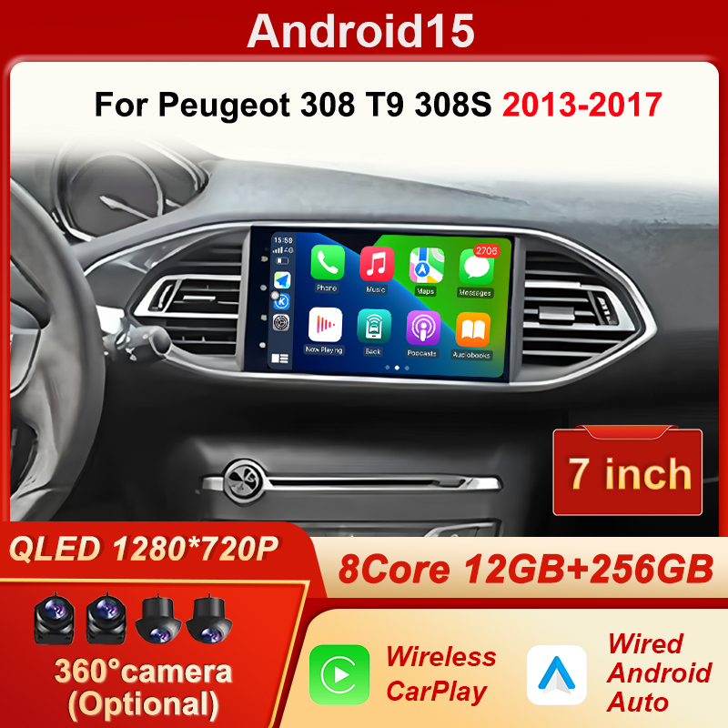 Carplay プジョー 308 T9 308S 2013-2017 Android 自動ワイヤレスカーラジオマルチメディア自動車カービデオステレオ Bluetooth WIFI