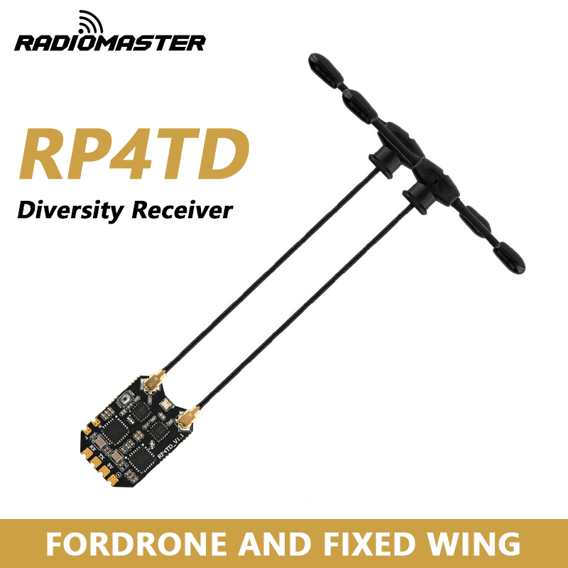 RadioMaster RP4TD ExpressLRS 2.4GHz ダイバーシティ受信機 デュアルアンテナ付き FPV ドローン固定翼、RC モデル DIY パーツ用