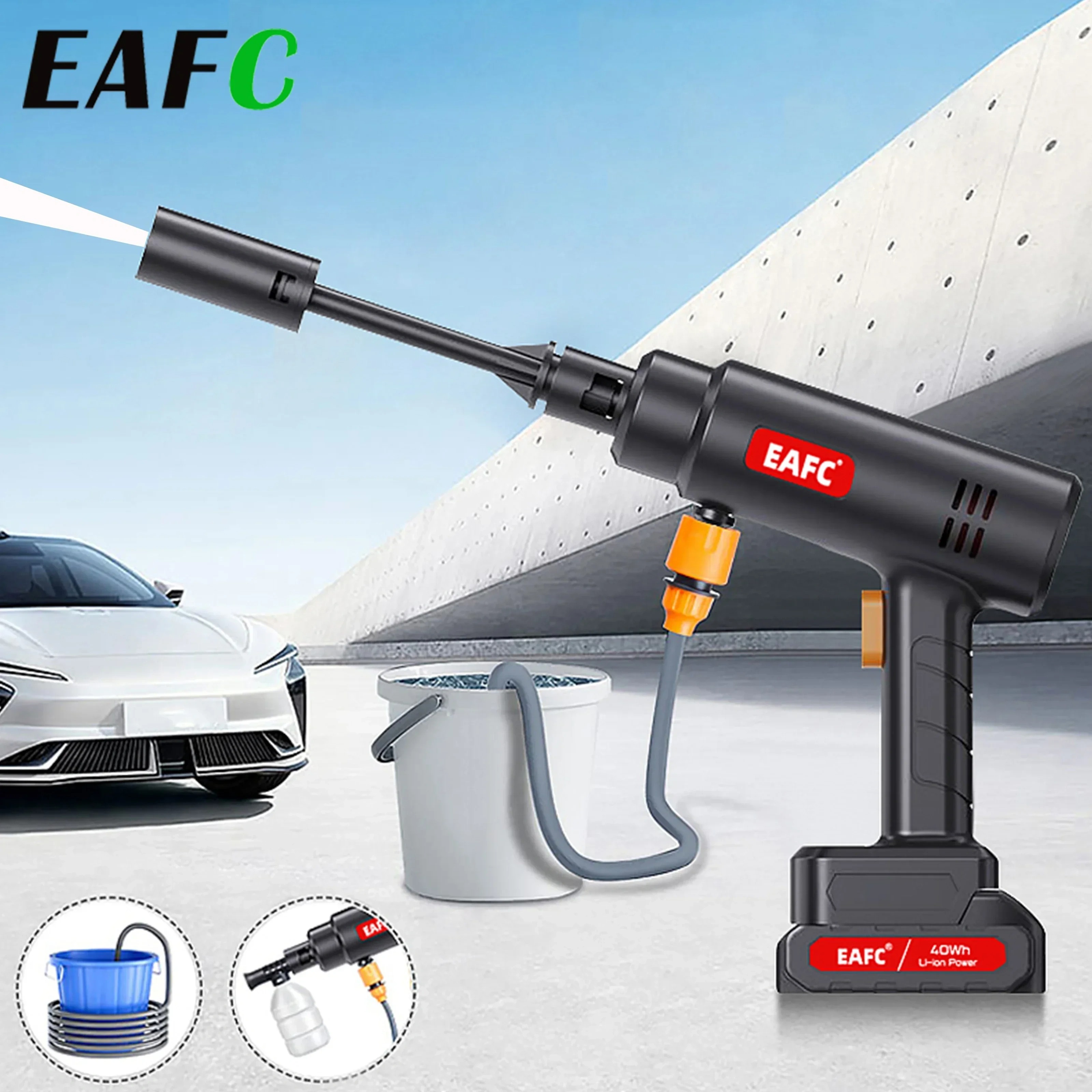 EAFC 60Bar 電気コードレス高圧洗車ガンワッシャー用品泡発生器スプレークリーナー洗車洗浄機