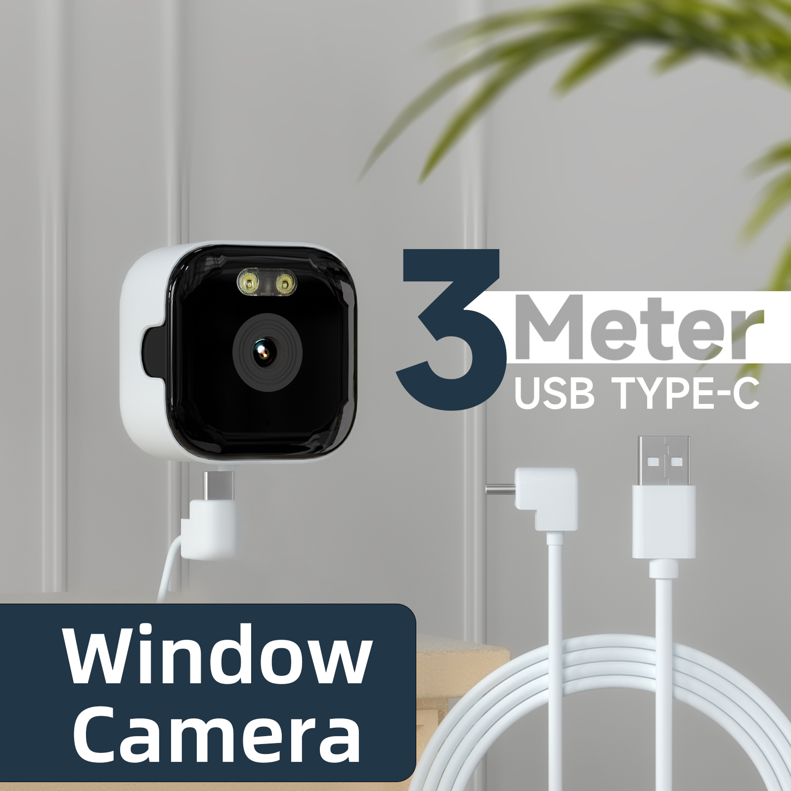 HEIYOUCAM Window Camera - Replaces Outdoor Cameras | 2.4/5GHz Wi-Fi | 3MP Resolution | Full-Color Night Vision Through Window |