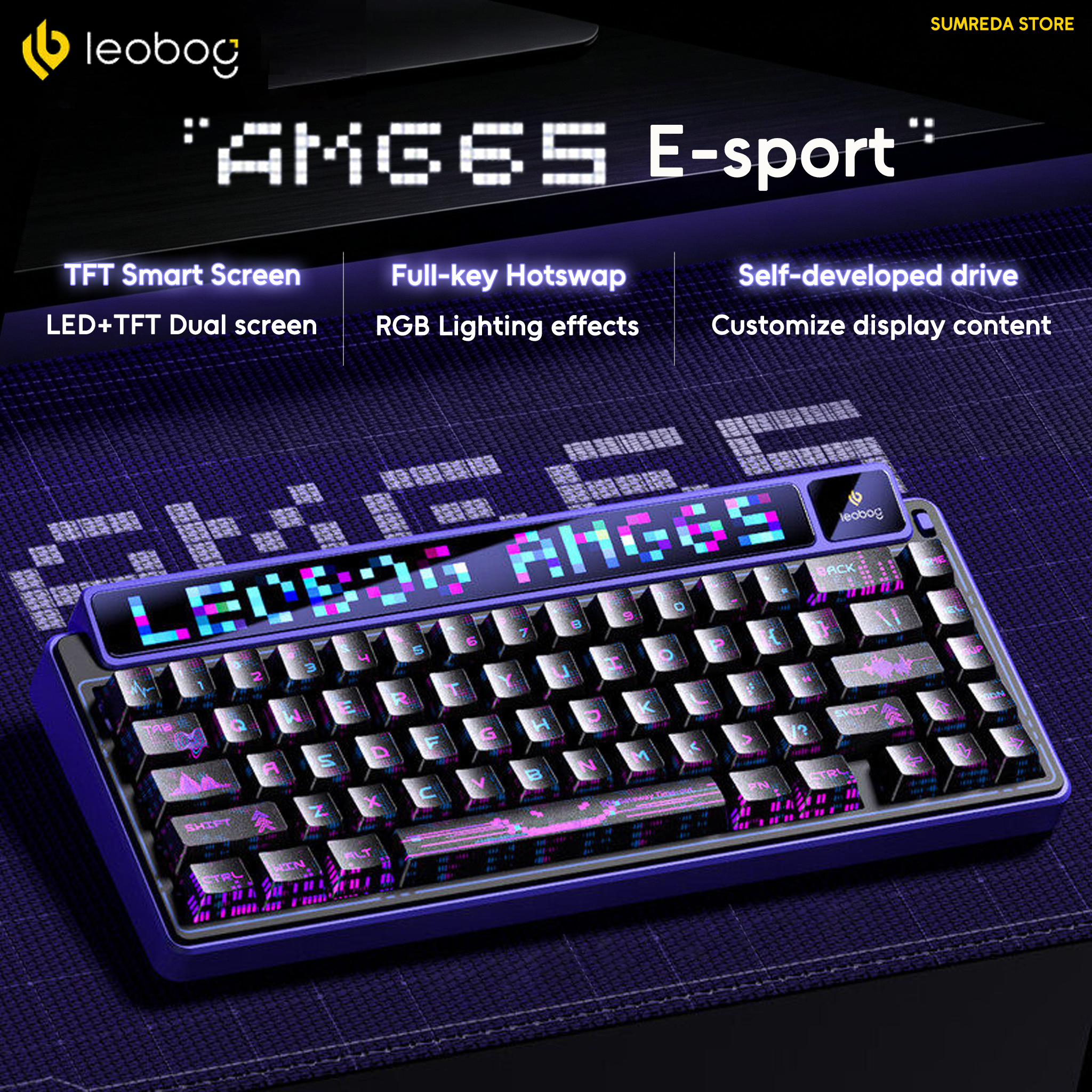 LEOBOG AMG65 ワイヤレスゲームメカニカルキーボードカスタム TFT デュアルスクリーンホットスワップガスケット構造サイレントスイッチ低ノイズキーボード