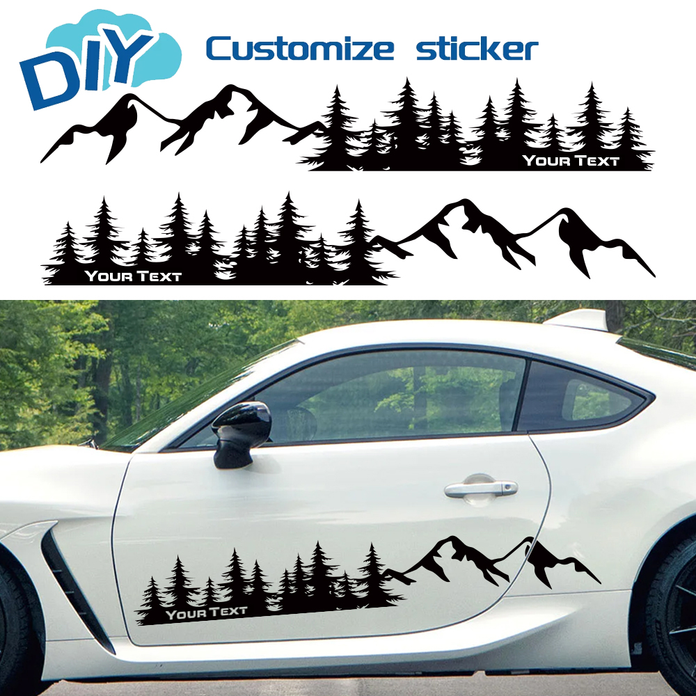 車のカスタムステッカーパーソナライズされたテキストドアサイド装飾デカールクリエイティブ山の木 Decation トラック SUV 自動チューニングアクセサリー
