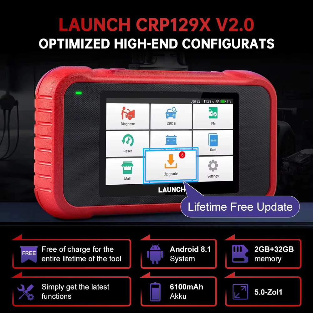 LAUNCH X431 CRP129X V2.0 OBD2 スキャナ自動車 4 システム診断ツール OBD コードリーダー DPF オイルリセット無料アップデート