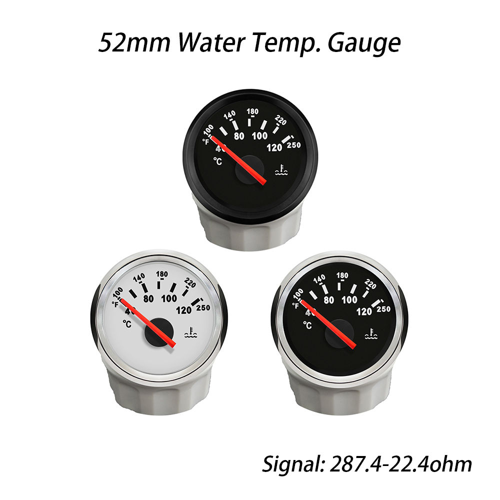 Rhaxel 52mm 水温計 40-120℃ 温度ゲージ バックライト付き 12ボルト 24V 車 トラック バン ヨット RV 船舶用