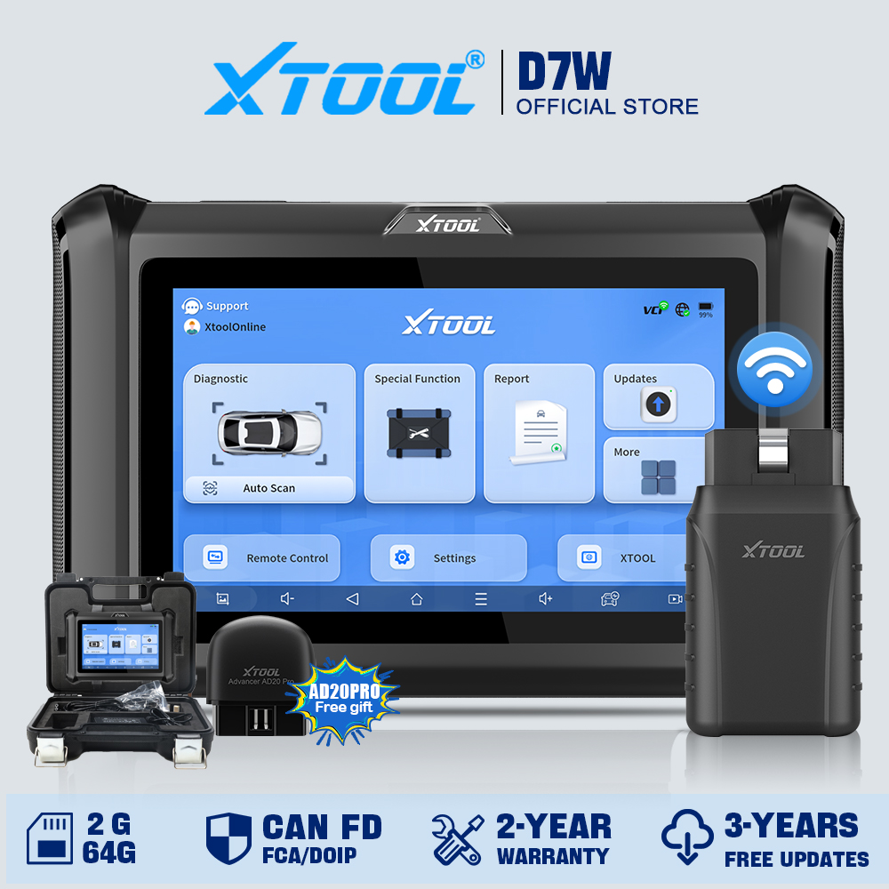 XTOOL D7W D7 BT Bluetooth 診断ツールすべてのシステム車自動車スキャナ ECU コーディング双方向 39 リセット CANFD DOIP FCA
