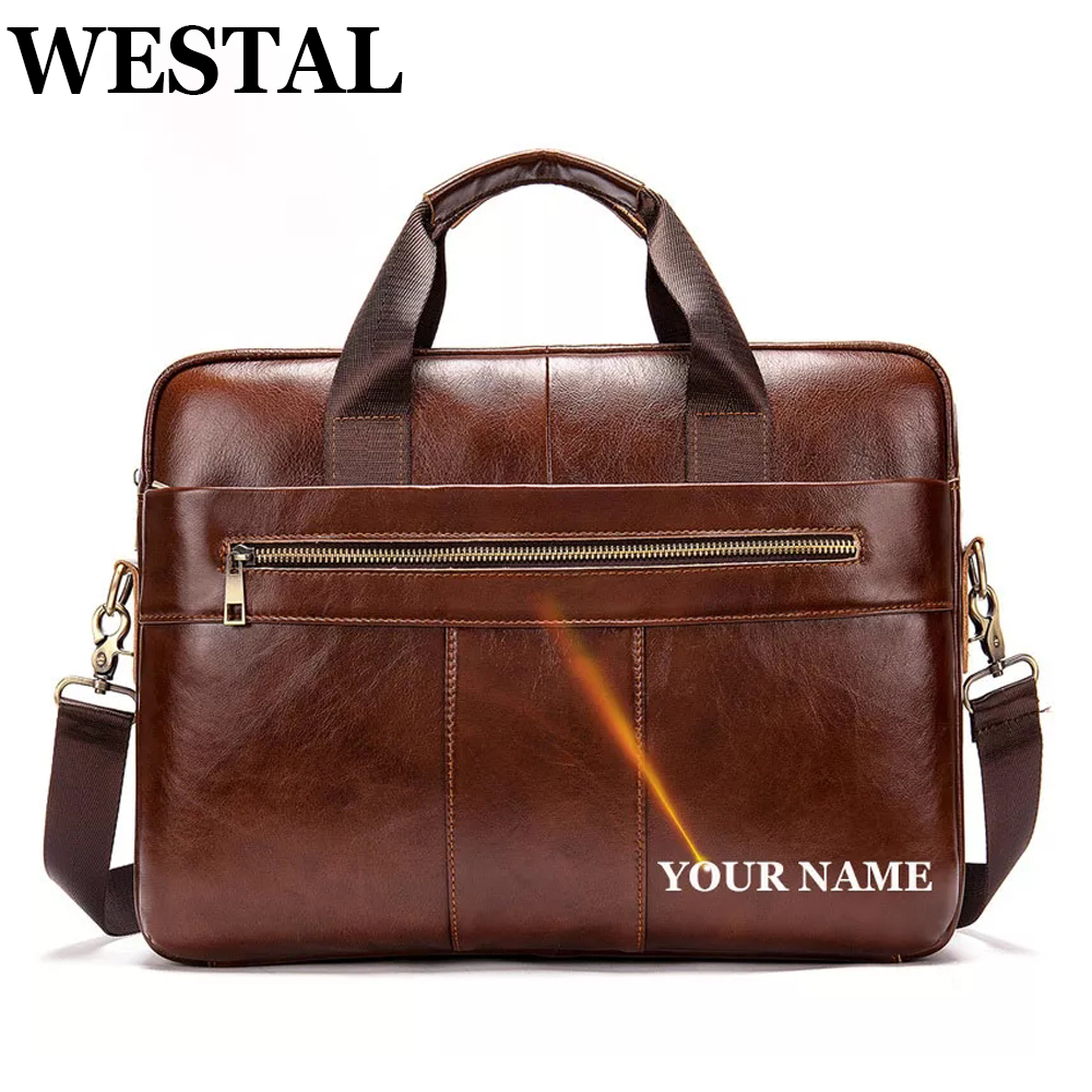 WESTAL メンズ ブリーフケース バッグ メンズ レザー ラップトップ バッグ ドキュメント用 メンズ オフィス ポータブル ショルダーバッグ 男性 ビジネス トートバッグ 8523