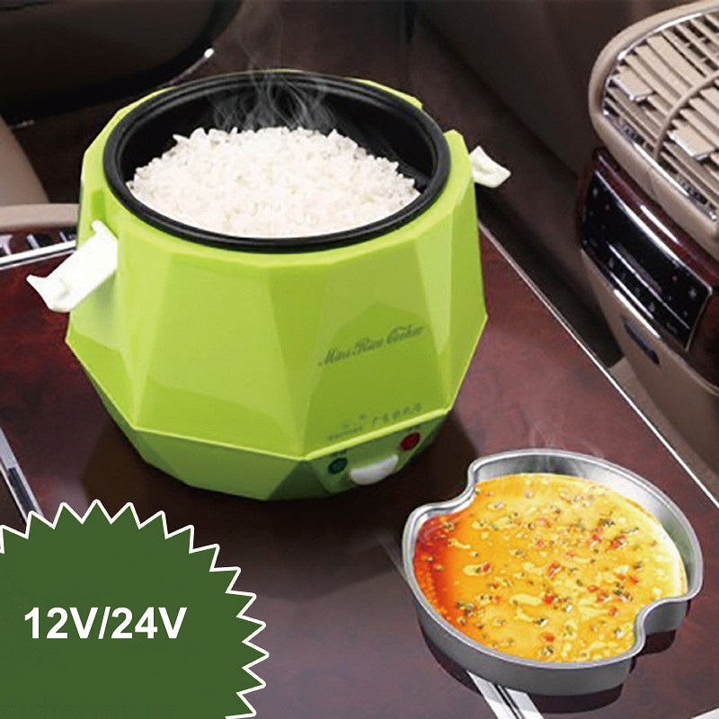 1.6L 車炊飯器 12 V/24 V 電気弁当箱ポータブルフードウォーマー多機能電気調理鍋自動保温