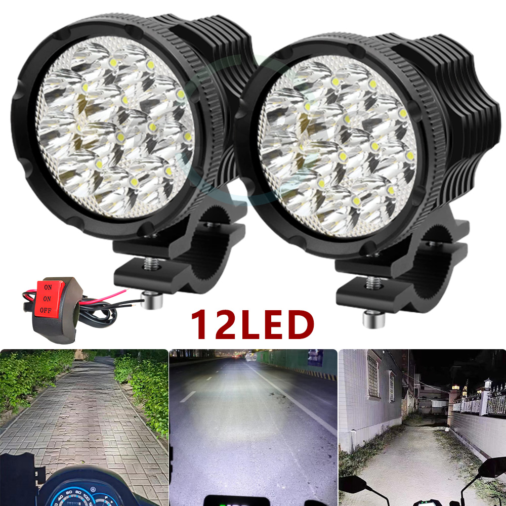 追加の Led スポットライトオートバイ LED ライト 12-80V 長距離ハイ/フラッシュファロル補助ヘッドライトオートバイフォグランプ