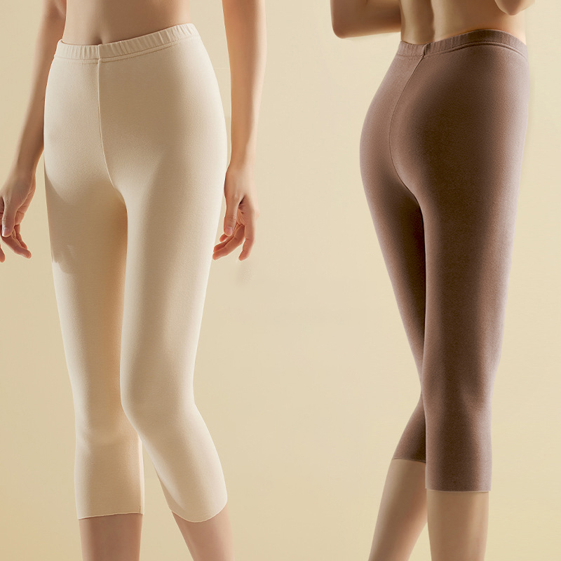 女性の秋のクロップド暖かいパンツ厚いベルベットのストッキングハイウエストレギンススリムフィットタイツ熱暖かいクロップドパンツ