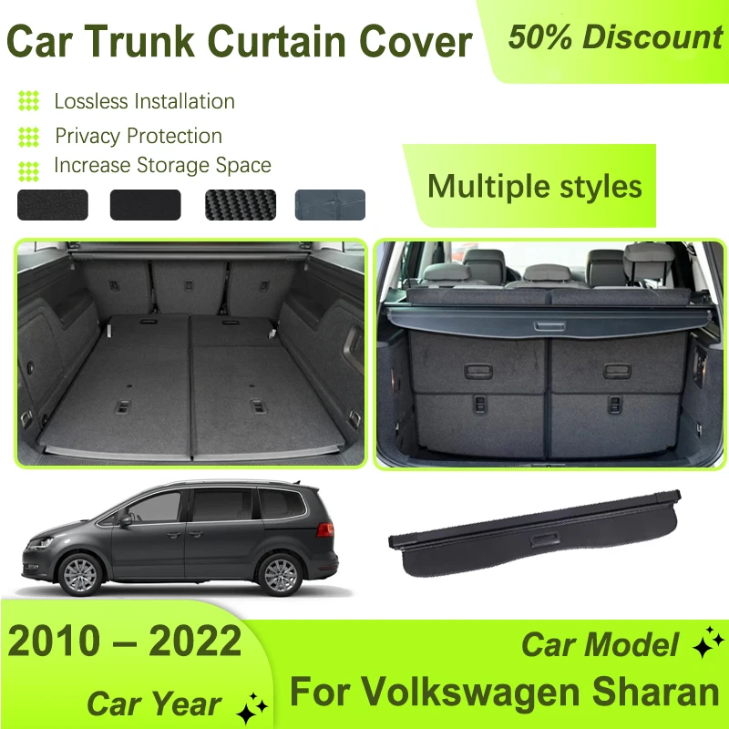 車のトランク収納ラックカバーフォルクスワーゲン VW シャラン 7N シートアルハンブラ 2010-2022 格納式貨物ライナーシェルターカーアクセサリー