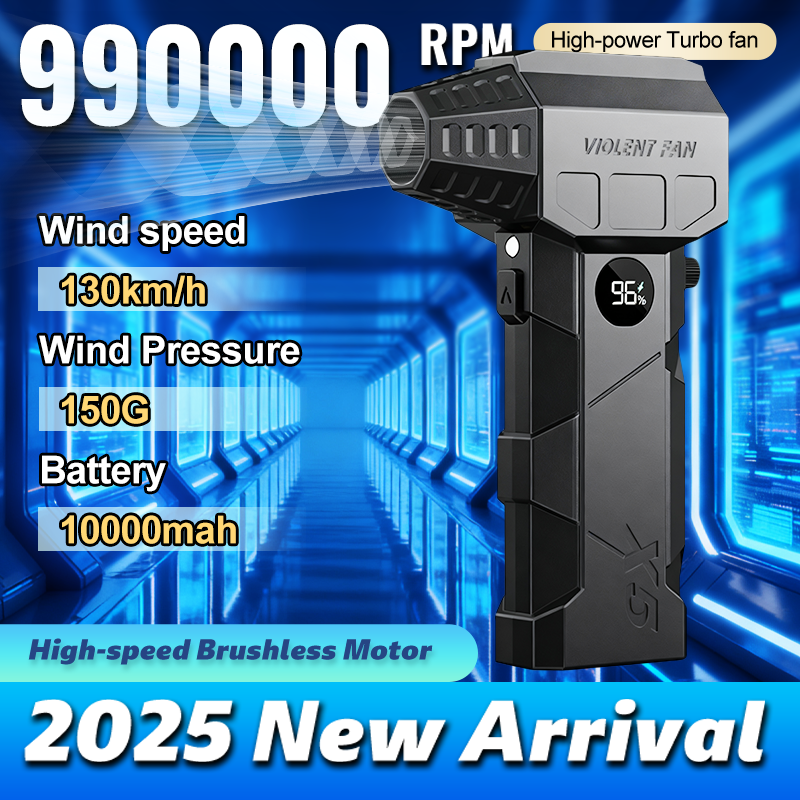 990000RPM 強力な送風機ターボブロワーブラシレスモーターターボファン風速 75 メートル/秒 10000mAh LED ディスプレイ付きエアダスター