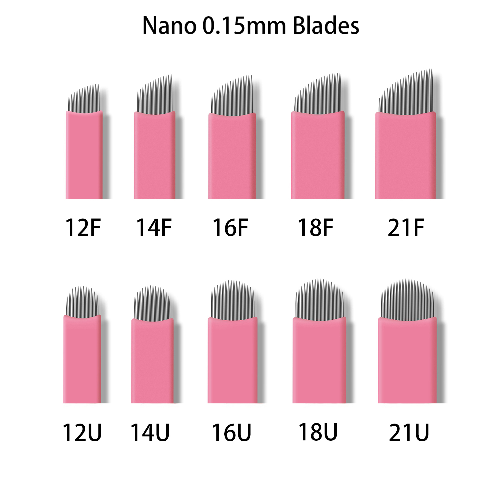 50 ピース/箱ピンクナノブレード薄型 0.15 ミリメートル Microblading フレックス U 形状針アートメイク 3D 刺繍タトゥーマニュアル針
