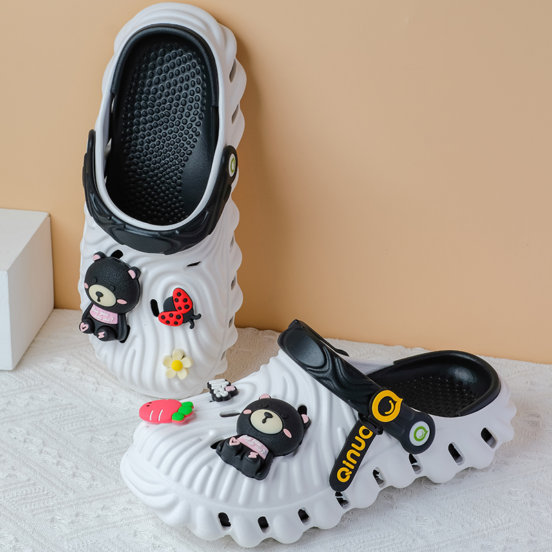 女性の Diy かわいいクマ下駄サンダル夏 2025 スリップオンウェッジプラットフォームサンダル女性のファッション厚い底のガーデンシューズレディース