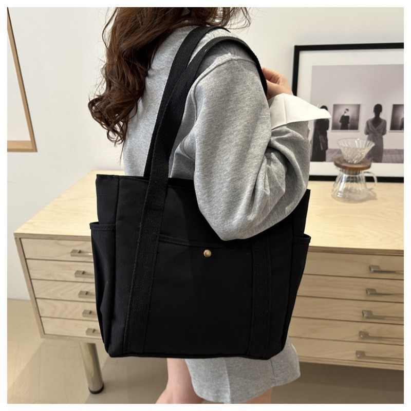 Homefish 容量キャンバストートバッグ仕事用通勤キャリングバッグカレッジスタイル学生服ブックショルダーバッグショッピングバッグ