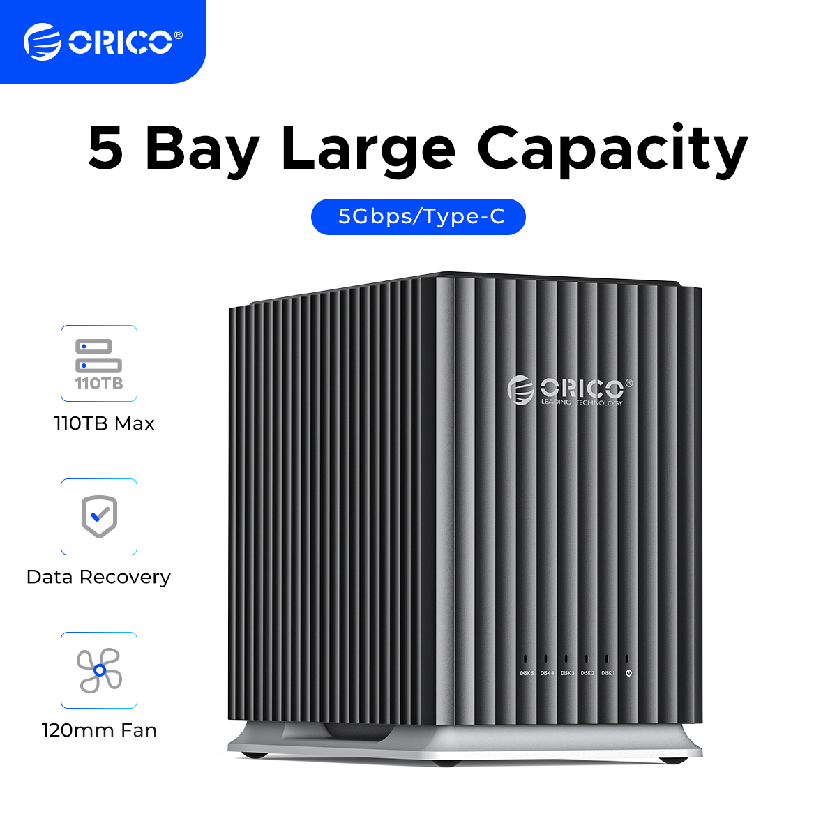 ORICO HDD ドッキングステーション 2Bay 5Bay Type-C パーソナルストレージ 12V 4A 電源静音設計強力な放熱 3.5"