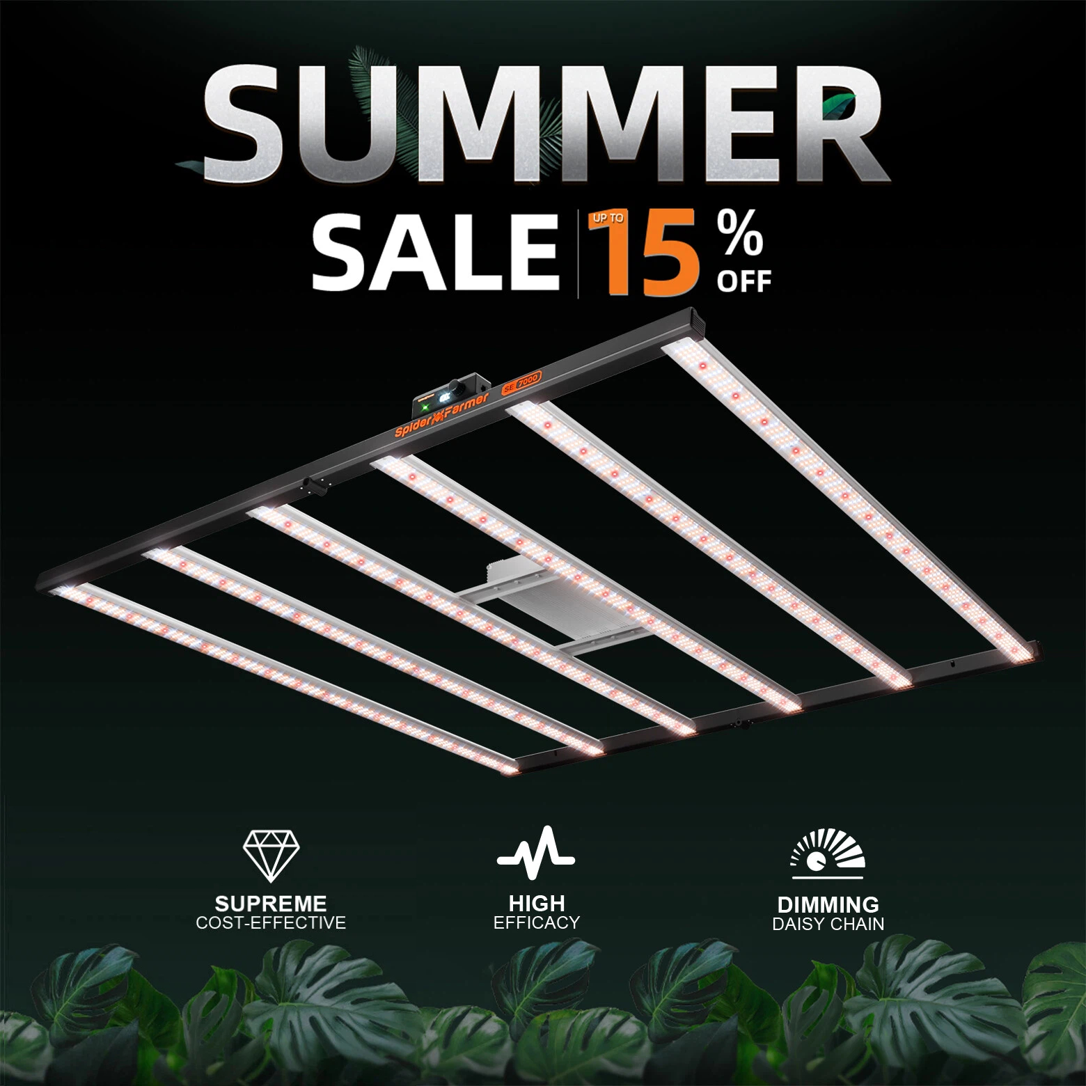 Spider Farmer SE7000 730W LED グローライト商業調光可能高効率 2x2FT 用